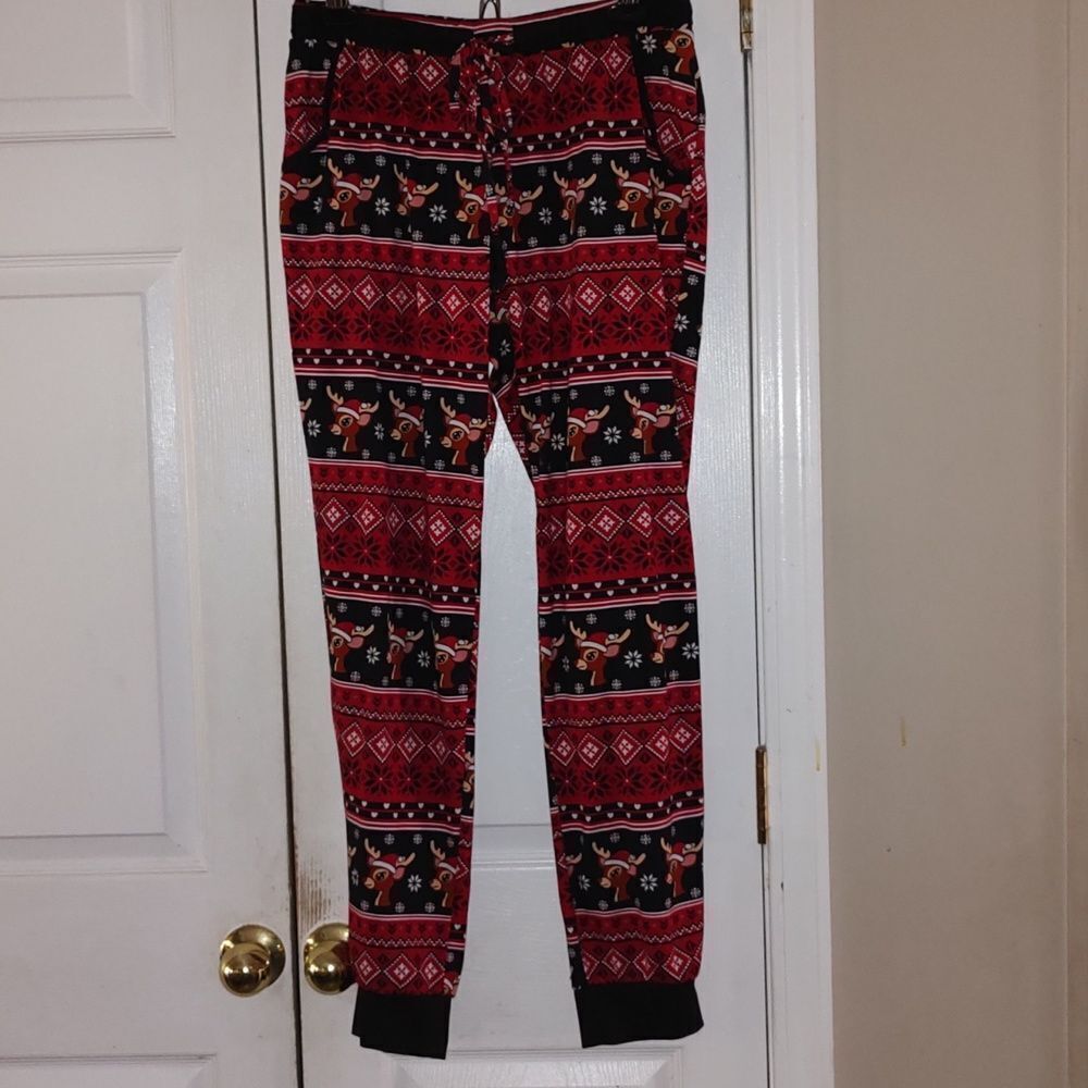 No Boundaries Winter Rudolph reindeer snowflake super soft pj pajama bottoms